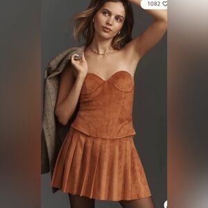 NWT Mare Mare by Anthropologie Strapless Corset Dress in Carmel size XS #1000